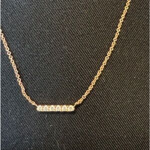 Mini Diamond Bar Necklace in 14 K rose gold